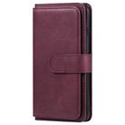 For iPhone 8 Plus & 7 Plus Multifunctional Magnetic Copper Buckle Horizontal Flip Solid Color Leather Case with 10 Card Slots & Wallet & Holder & Photo Frame(Wine Red) - 2