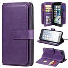 For iPhone 8 Plus & 7 Plus Multifunctional Magnetic Copper Buckle Horizontal Flip Solid Color Leather Case with 10 Card Slots & Wallet & Holder & Photo Frame(Purple) - 1