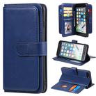 For iPhone 8 Plus & 7 Plus Multifunctional Magnetic Copper Buckle Horizontal Flip Solid Color Leather Case with 10 Card Slots & Wallet & Holder & Photo Frame(Dark Blue) - 1