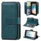 For iPhone 8 & 7 Multifunctional Magnetic Copper Buckle Horizontal Flip Solid Color Leather Case with 10 Card Slots & Wallet & Holder & Photo Frame(Dark Green) - 1