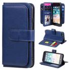 For iPhone 8 & 7 Multifunctional Magnetic Copper Buckle Horizontal Flip Solid Color Leather Case with 10 Card Slots & Wallet & Holder & Photo Frame(Dark Blue) - 1