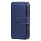 For iPhone 8 & 7 Multifunctional Magnetic Copper Buckle Horizontal Flip Solid Color Leather Case with 10 Card Slots & Wallet & Holder & Photo Frame(Dark Blue) - 1
