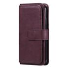 For iPhone XS / X Multifunctional Magnetic Copper Buckle Horizontal Flip Solid Color Leather Case with 10 Card Slots & Wallet & Holder & Photo Frame(Wine Red) - 2