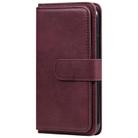 For iPhone XR Multifunctional Magnetic Copper Buckle Horizontal Flip Solid Color Leather Case with 10 Card Slots & Wallet & Holder & Photo Frame(Wine Red) - 1