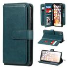 For iPhone XS Max Multifunctional Magnetic Copper Buckle Horizontal Flip Solid Color Leather Case with 10 Card Slots & Wallet & Holder & Photo Frame(Dark Green) - 1