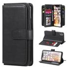 For iPhone XS Max Multifunctional Magnetic Copper Buckle Horizontal Flip Solid Color Leather Case with 10 Card Slots & Wallet & Holder & Photo Frame(Black) - 1
