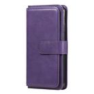 For iPhone XS Max Multifunctional Magnetic Copper Buckle Horizontal Flip Solid Color Leather Case with 10 Card Slots & Wallet & Holder & Photo Frame(Purple) - 1