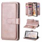 For iPhone XS Max Multifunctional Magnetic Copper Buckle Horizontal Flip Solid Color Leather Case with 10 Card Slots & Wallet & Holder & Photo Frame(Rose Gold) - 1