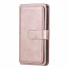 For iPhone XS Max Multifunctional Magnetic Copper Buckle Horizontal Flip Solid Color Leather Case with 10 Card Slots & Wallet & Holder & Photo Frame(Rose Gold) - 2