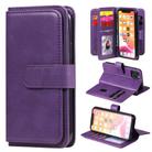 For iPhone 11 Pro Multifunctional Magnetic Copper Buckle Horizontal Flip Solid Color Leather Case with 10 Card Slots & Wallet & Holder & Photo Frame(Purple) - 1