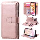 For iPhone 11 Pro Multifunctional Magnetic Copper Buckle Horizontal Flip Solid Color Leather Case with 10 Card Slots & Wallet & Holder & Photo Frame(Rose Gold) - 1