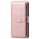 For iPhone 11 Pro Multifunctional Magnetic Copper Buckle Horizontal Flip Solid Color Leather Case with 10 Card Slots & Wallet & Holder & Photo Frame(Rose Gold) - 2