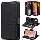 For iPhone 11 Multifunctional Magnetic Copper Buckle Horizontal Flip Solid Color Leather Case with 10 Card Slots & Wallet & Holder & Photo Frame(Black) - 1