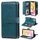 For iPhone 11 Pro Max Multifunctional Magnetic Copper Buckle Horizontal Flip Solid Color Leather Case with 10 Card Slots & Wallet & Holder & Photo Frame(Dark Green) - 1