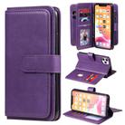 For iPhone 11 Pro Max Multifunctional Magnetic Copper Buckle Horizontal Flip Solid Color Leather Case with 10 Card Slots & Wallet & Holder & Photo Frame(Purple) - 1