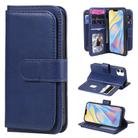 For iPhone 12 mini Multifunctional Magnetic Copper Buckle Horizontal Flip Solid Color Leather Case with 10 Card Slots & Wallet & Holder & Photo Frame(Dark Blue) - 1