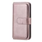For iPhone 12 mini Multifunctional Magnetic Copper Buckle Horizontal Flip Solid Color Leather Case with 10 Card Slots & Wallet & Holder & Photo Frame(Rose Gold) - 1