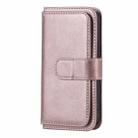 For iPhone 12 mini Multifunctional Magnetic Copper Buckle Horizontal Flip Solid Color Leather Case with 10 Card Slots & Wallet & Holder & Photo Frame(Rose Gold) - 1