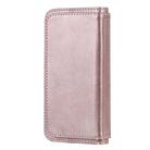 For iPhone 12 mini Multifunctional Magnetic Copper Buckle Horizontal Flip Solid Color Leather Case with 10 Card Slots & Wallet & Holder & Photo Frame(Rose Gold) - 2
