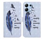 For Redmi Note 13 4G Oil Embossed 3D Drawing Leather Phone Case(Blue Feather) - 1