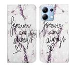 For Redmi Note 14 4G 163.25mm Oil Embossed 3D Drawing Leather Phone Case(Words Marble) - 1