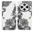 For Redmi 14C 4G Oil Embossed 3D Drawing Leather Phone Case(Lace Flower) - 1