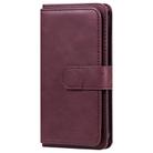 For iPhone 12 / 12 Pro Multifunctional Magnetic Copper Buckle Horizontal Flip Solid Color Leather Case with 10 Card Slots & Wallet & Holder & Photo Frame(Wine Red) - 2