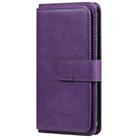 For iPhone 12 / 12 Pro Multifunctional Magnetic Copper Buckle Horizontal Flip Solid Color Leather Case with 10 Card Slots & Wallet & Holder & Photo Frame(Purple) - 2