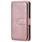 For iPhone 12 / 12 Pro Multifunctional Magnetic Copper Buckle Horizontal Flip Solid Color Leather Case with 10 Card Slots & Wallet & Holder & Photo Frame(Rose Gold) - 2