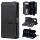 For iPhone 12 Pro Max Multifunctional Magnetic Copper Buckle Horizontal Flip Solid Color Leather Case with 10 Card Slots & Wallet & Holder & Photo Frame(Black) - 1