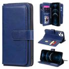 For iPhone 12 Pro Max Multifunctional Magnetic Copper Buckle Horizontal Flip Solid Color Leather Case with 10 Card Slots & Wallet & Holder & Photo Frame(Dark Blue) - 1