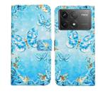 For Xiaomi Poco F6 Pro Oil Embossed 3D Drawing Leather Phone Case(Blue Butterflies) - 1