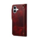 For iPhone 16 Plus Denior B01 Oil Wax Cowhide Magnetic Button Genuine Leather Case(Red) - 3