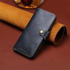 For iPhone 16 Plus Denior B01 Oil Wax Cowhide Magnetic Button Genuine Leather Case(Blue) - 2