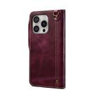 For iPhone 16 Pro Denior B01 Oil Wax Cowhide Magnetic Button Genuine Leather Case(Red) - 3