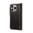 For iPhone 16 Pro Denior B01 Oil Wax Cowhide Magnetic Button Genuine Leather Case(Black) - 3