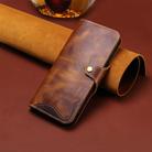 For iPhone 16 Pro Denior B01 Oil Wax Cowhide Magnetic Button Genuine Leather Case(Brown) - 2