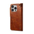 For iPhone 16 Pro Denior B01 Oil Wax Cowhide Magnetic Button Genuine Leather Case(Brown) - 3