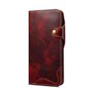 For iPhone 16e Denior B01 Oil Wax Cowhide Magnetic Button Genuine Leather Case(Red) - 2