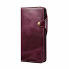 For iPhone 16e Denior B01 Oil Wax Cowhide Magnetic Button Genuine Leather Case(Purple) - 2