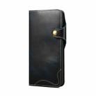 For iPhone 16e Denior B01 Oil Wax Cowhide Magnetic Button Genuine Leather Case(Blue) - 2