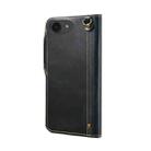 For iPhone 16e Denior B01 Oil Wax Cowhide Magnetic Button Genuine Leather Case(Blue) - 3
