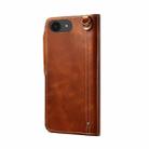 For iPhone 16e Denior B01 Oil Wax Cowhide Magnetic Button Genuine Leather Case(Brown) - 3