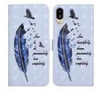 For Sharp Basio active SHG09 Oil Embossed 3D Drawing Leather Phone Case(Blue Feather) - 1