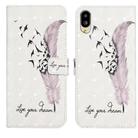 For Sharp Basio active SHG09 Oil Embossed 3D Drawing Leather Phone Case(Feather) - 1