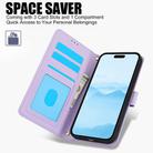 For iPhone 16 Plus Skin Feel Pure Color Card Slots Leather Phone Case with Dual Lanyard(Purple) - 2