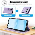 For iPhone 16 Plus Skin Feel Pure Color Card Slots Leather Phone Case with Dual Lanyard(Purple) - 3