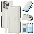 For iPhone 16 Pro Skin Feel Pure Color Card Slots Leather Phone Case with Dual Lanyard(White) - 1