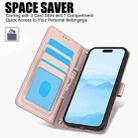 For iPhone 15 Plus Skin Feel Pure Color Card Slots Leather Phone Case with Dual Lanyard(Rose Gold) - 2