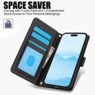 For iPhone 15 Skin Feel Pure Color Card Slots Leather Phone Case with Dual Lanyard(Black) - 2